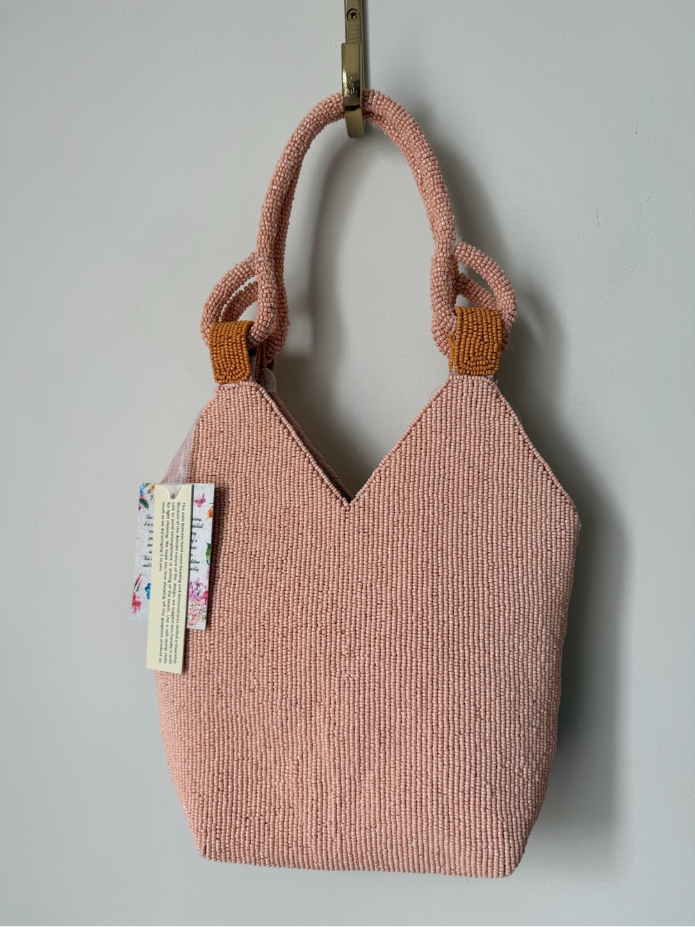 Viral Beaded Pink woman in Straw Hat on the beach Bag - Picture 4 of 4